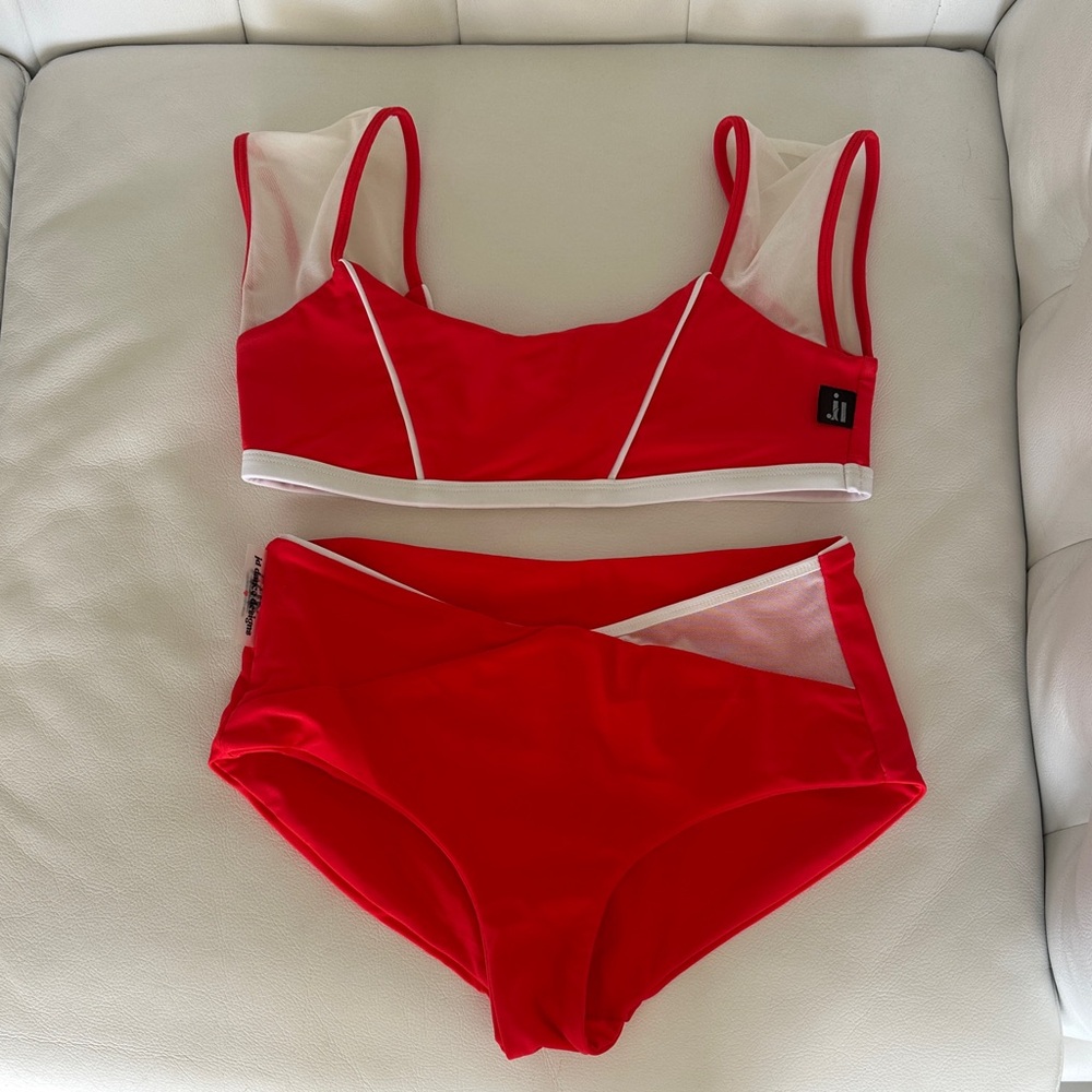 JD DANCEWEAR “Isla Set”Red and White AS with Mesh Accents. Wore once !